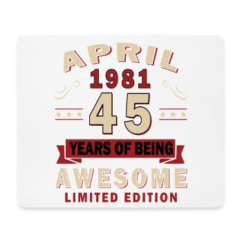 April 1981 Retro April 1981 Geburtstagsgeschenk - Mousepad (Querformat) - Weiß - Vorne