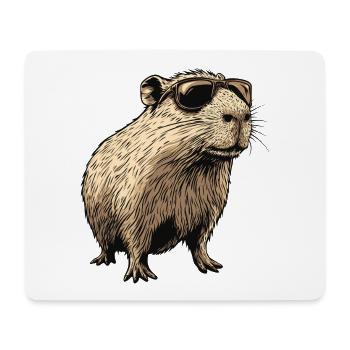 Capybara avec lunettes de soleil - Tapis de souris (format paysage) - blanc - Devant