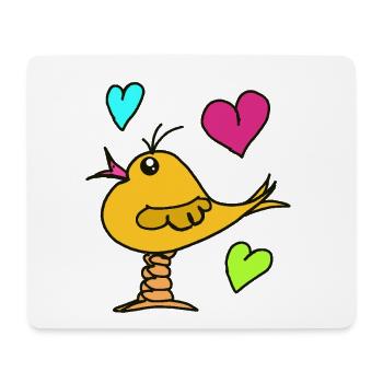 Bird Heart Comic Birds Funny - Mouse Pad (horizontal) - white - Front