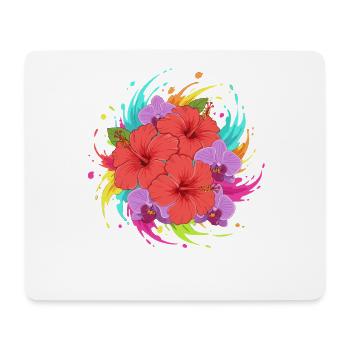 Hibiskus Farbenexplosion - Mousepad (Querformat) - Weiß - Vorne