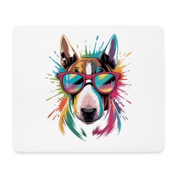 Colorful Bull Terrier Watercolor Splash Graffiti - Mouse Pad (horizontal) - white - Front