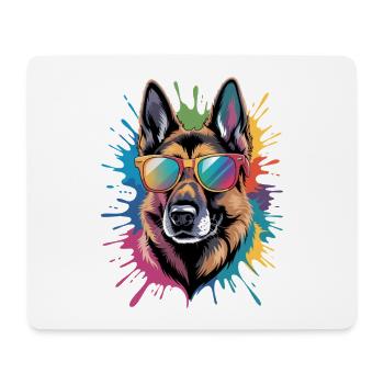 Colorful German Shepherd Watercolor Splash - Mouse Pad (horizontal) - white - Front