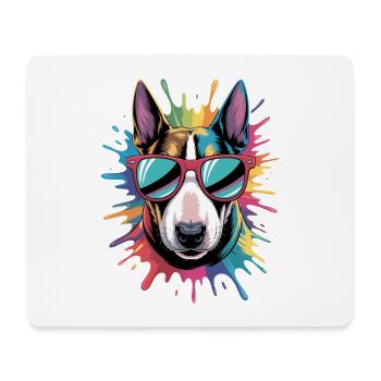 Colorful Bull Terrier Watercolor Splash Graffiti - Mouse Pad (horizontal) - white - Front
