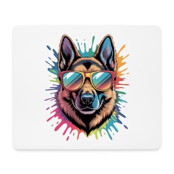 Colorful German Shepherd Watercolor Splash - Mouse Pad (horizontal) - white - Front