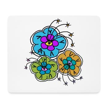 Colorful Doodle Bouquet Retro - Mouse Pad (horizontal) - white - Front