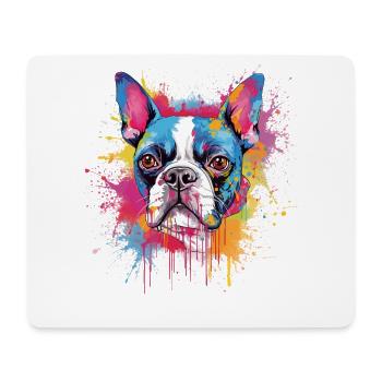Color Splash Boston Terrier Portrait - Mouse Pad (horizontal) - white - Front