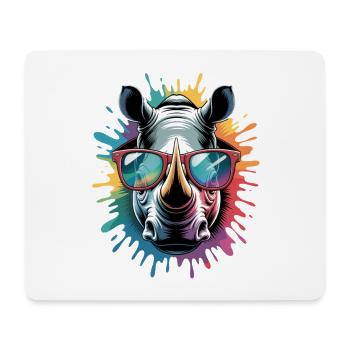 Colorful Rhino Rhino Watercolor Splash - Mouse Pad (horizontal) - white - Front