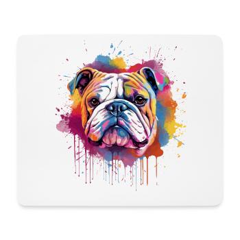 Lebendiges Bulldoggen-Splash-Porträt - Mousepad (Querformat) - Weiß - Vorne
