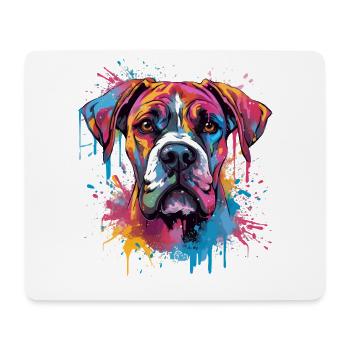 Art éclaboussuré de chien boxer coloré - Tapis de souris (format paysage) - blanc - Devant