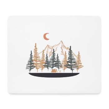 Nuit de camp en montagne – Tentes, pins et étoiles - Tapis de souris (format paysage) - blanc - Devant