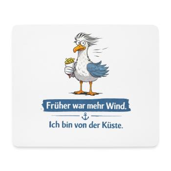 Küstenmöwe mit Pommes früher war mehr Wind  - Mousepad (Querformat) - Weiß - Vorne
