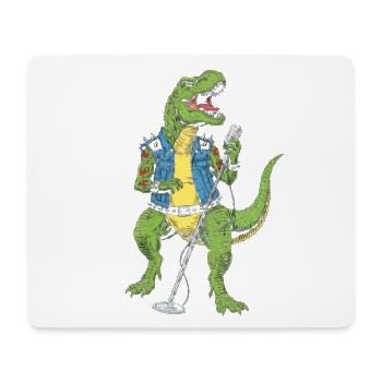 Dino Rock star mit Mikro - Mousepad (Querformat) - Weiß - Vorne