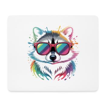 Colorful Raccoon Watercolor Splash - Mouse Pad (horizontal) - white - Front