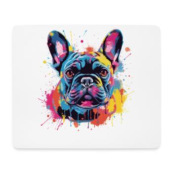 Art coloré de chiens bouledogues français - Tapis de souris (format paysage) - blanc - Devant