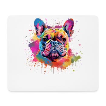 Éclaboussures colorées de chiens Bouledogue français - Tapis de souris (format paysage) - blanc - Devant