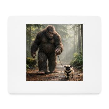 Scène drôle de randonnée matinale entre Bigfoot et Carlin - Tapis de souris (format paysage) - blanc - Devant
