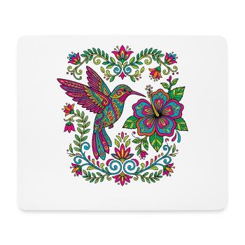 Blumen Alebrije Hummingbird Mexikanisch - Mousepad (Querformat) - Weiß - Vorne