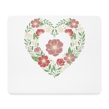 Floral Heart Botanical Bloom Design - Mouse Pad (horizontal) - white - Front