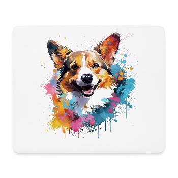 Pembroke Welsh Corgi Dog Splash Art Colorful - Mouse Pad (horizontal) - white - Front