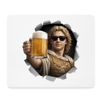Alexander der Große mit Bier und Sonnenbrille - Mousepad (Querformat) - Weiß - Vorne