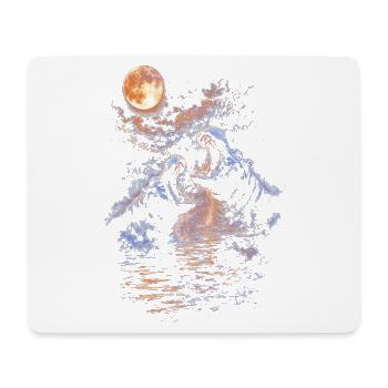 Moonlit Night Hippo-Roar in the Water - Mouse Pad (horizontal) - white - Front