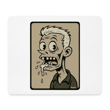 Grotesker Cartoon-Zombie-Sabber - Mousepad (Querformat) - Weiß - Vorne
