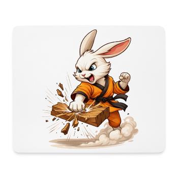 Starkes Motiv mit kämpfendem Hasen im Karate-Stil  - Mousepad (Querformat) - Weiß - Vorne