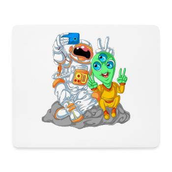 T-shirt selfie d’astronaute extraterrestre - Tapis de souris (format paysage) - blanc - Devant