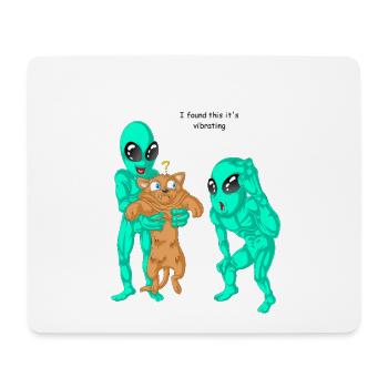 Außerirdische haben Katzenhemd gefunden - Mousepad (Querformat) - Weiß - Vorne
