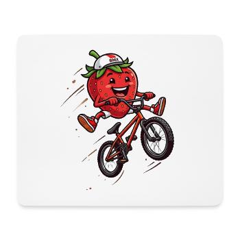 Drôle de fraise BMX sur le vélo - Tapis de souris (format paysage) - blanc - Devant