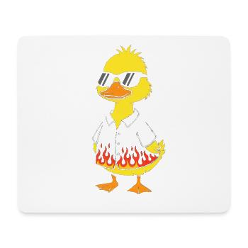 Flammen-Duck im schwarzen Hemd - Mousepad (Querformat) - Weiß - Vorne