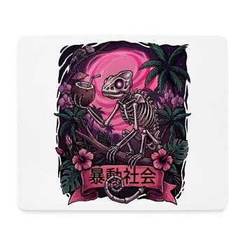 Skeleton in Neon Jungle With Chameleon - Mouse Pad (horizontal) - white - Front