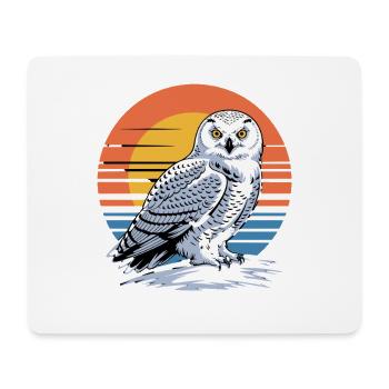  Schneeeule Vor Retro Sonnenuntergang Eule - Mousepad (Querformat) - Weiß - Vorne