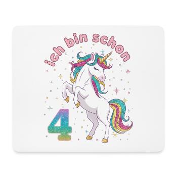 4. Geburtstag Einhorn Mädchen Ich bin schon 4 - Mousepad (Querformat) - Weiß - Vorne