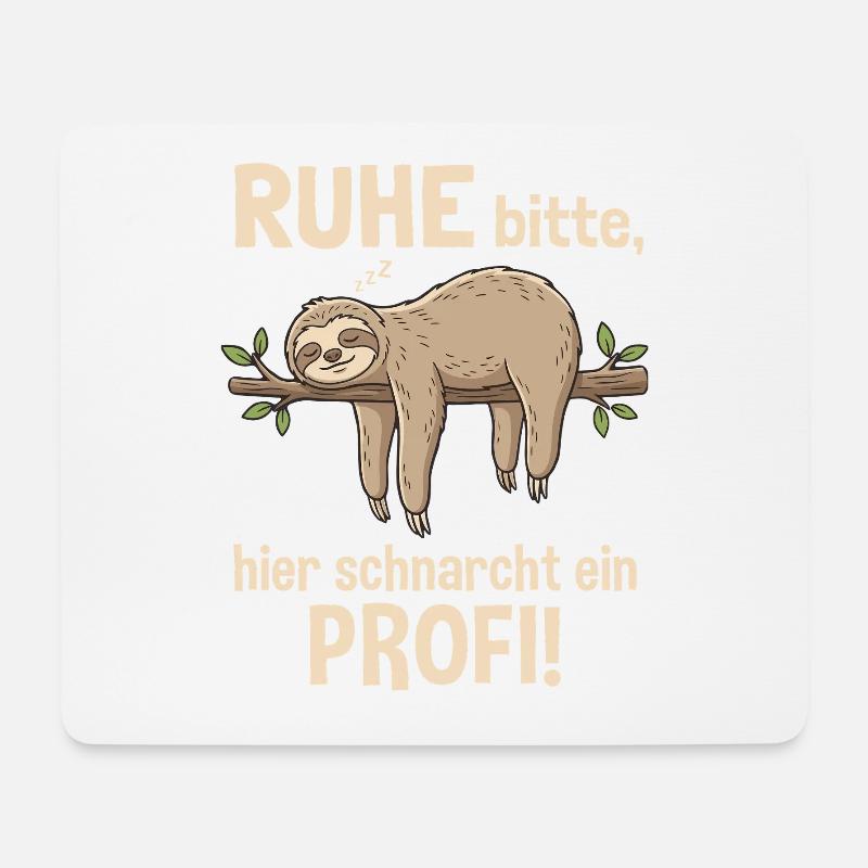 Faultier Schnarchen Shirt Lustig Schlafen Humor - Mousepad (Querformat) - Weiß