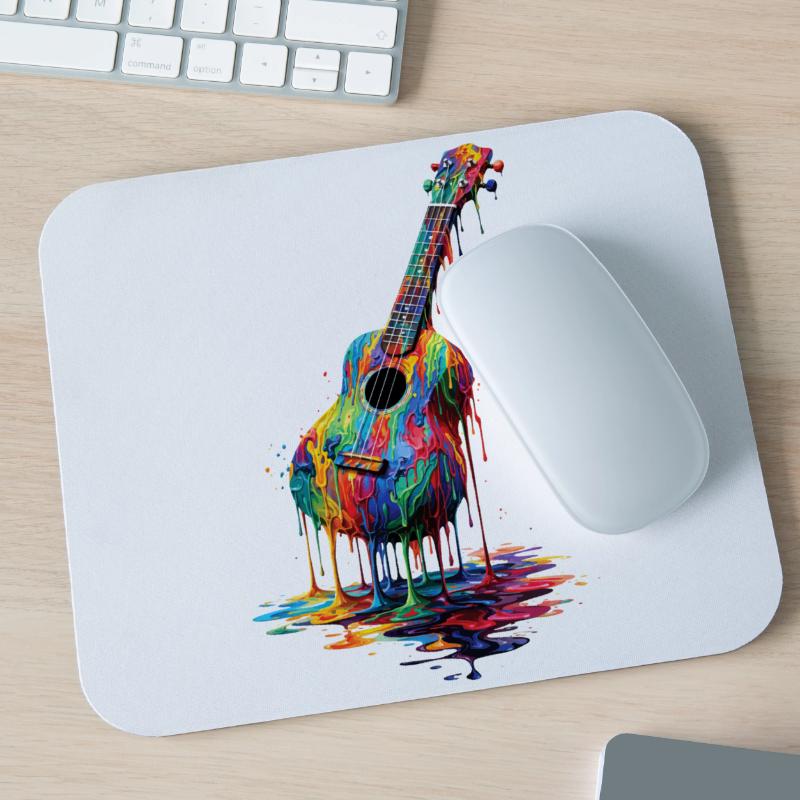 Ukulele with dripping paint Mouse Pad (horizontal)