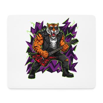 Heavy Metal Rocker Animal Guitar Tiger Rock Music - Tapis de souris (format paysage) - blanc - Devant