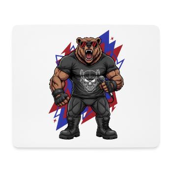 Heavy Metal Rocker Bear Chanteur Chant Rock Chant Rock - Tapis de souris (format paysage) - blanc - Devant