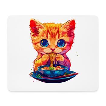 Motif de chat mignon avec des nouilles - Tapis de souris (format paysage) - blanc - Devant