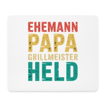 Papa Ehemann Grillheld Grillmeister Geschenk - Mousepad (Querformat) - Weiß - Vorne