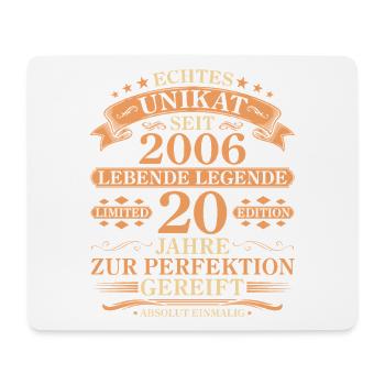 Unikat seit 2006 Jahrgang – 20. Geburtstag - Mousepad (Querformat) - Weiß - Vorne