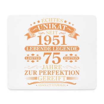 Unikat seit 1951 Jahrgang – 75. Geburtstag - Mousepad (Querformat) - Weiß - Vorne