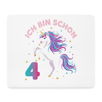 4. Geburtstag Einhorn Mädchen Ich bin schon 4 - Mousepad (Querformat) - Weiß - Vorne