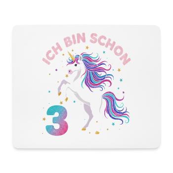 3. Geburtstag Einhorn Mädchen Ich bin schon 3 - Mousepad (Querformat) - Weiß - Vorne