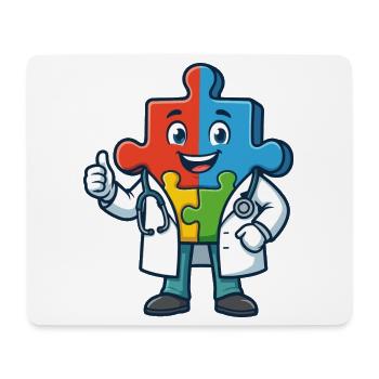 Puzzle Pals Doktormaskottchen - Mousepad (Querformat) - Weiß - Vorne