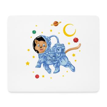Weltraumkatzen-Astronaut schwebt in Galaxiensternen - Mousepad (Querformat) - Weiß - Vorne