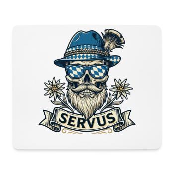 Trachtenshirt Herren Trachten T-Shirt Servus - Mousepad (Querformat) - Weiß - Vorne