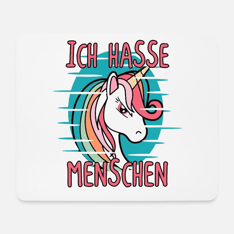 Ich Hasse Menschen Einhorn Sarkasmus - Mousepad (Querformat) - Weiß