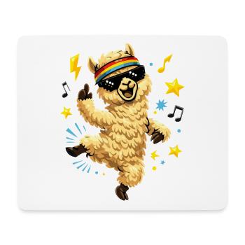 Tanzendes Alpaka mit Sonnenbrille und Beats - Mousepad (Querformat) - Weiß - Vorne