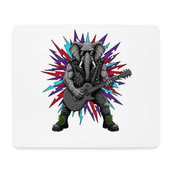 Heavy Metal Rocker Animal Guitar Elephant Rock Music - Mouse Pad (horizontal) - white - Front
